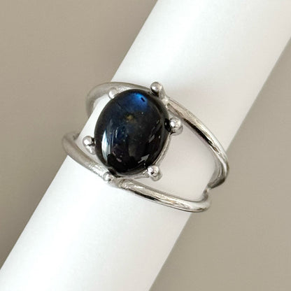 [ black labradorite ] double silver [ free size ]