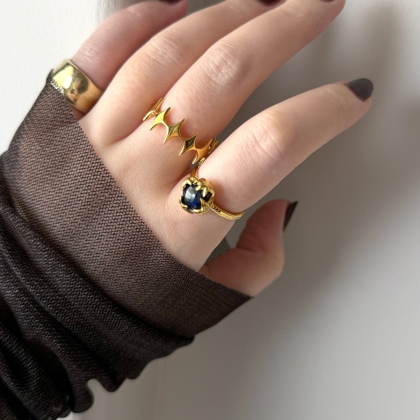 [ dark labradorite ] luce ring gold