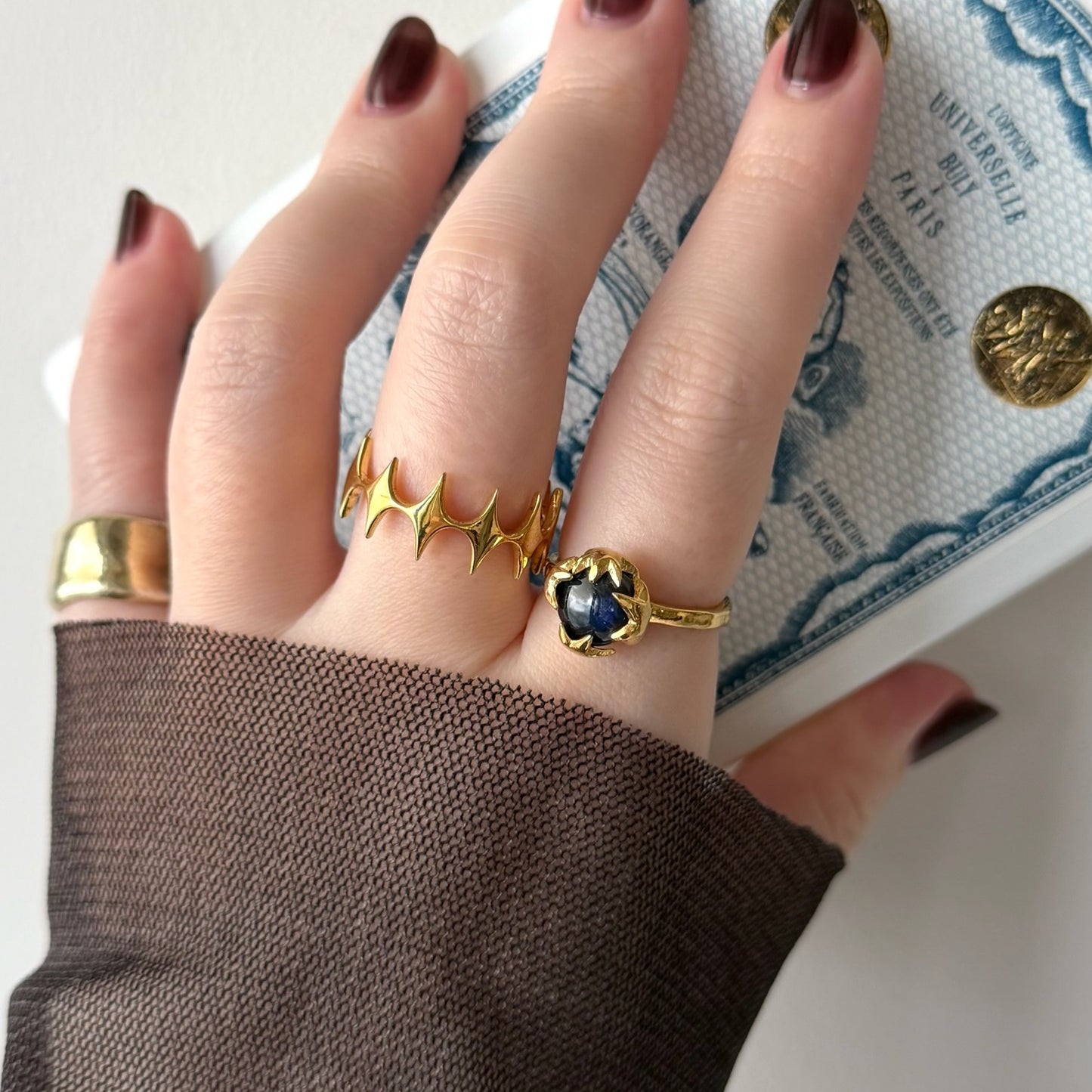 [ dark labradorite ] luce ring gold