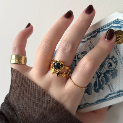 [ dark labradorite ] luce ring gold