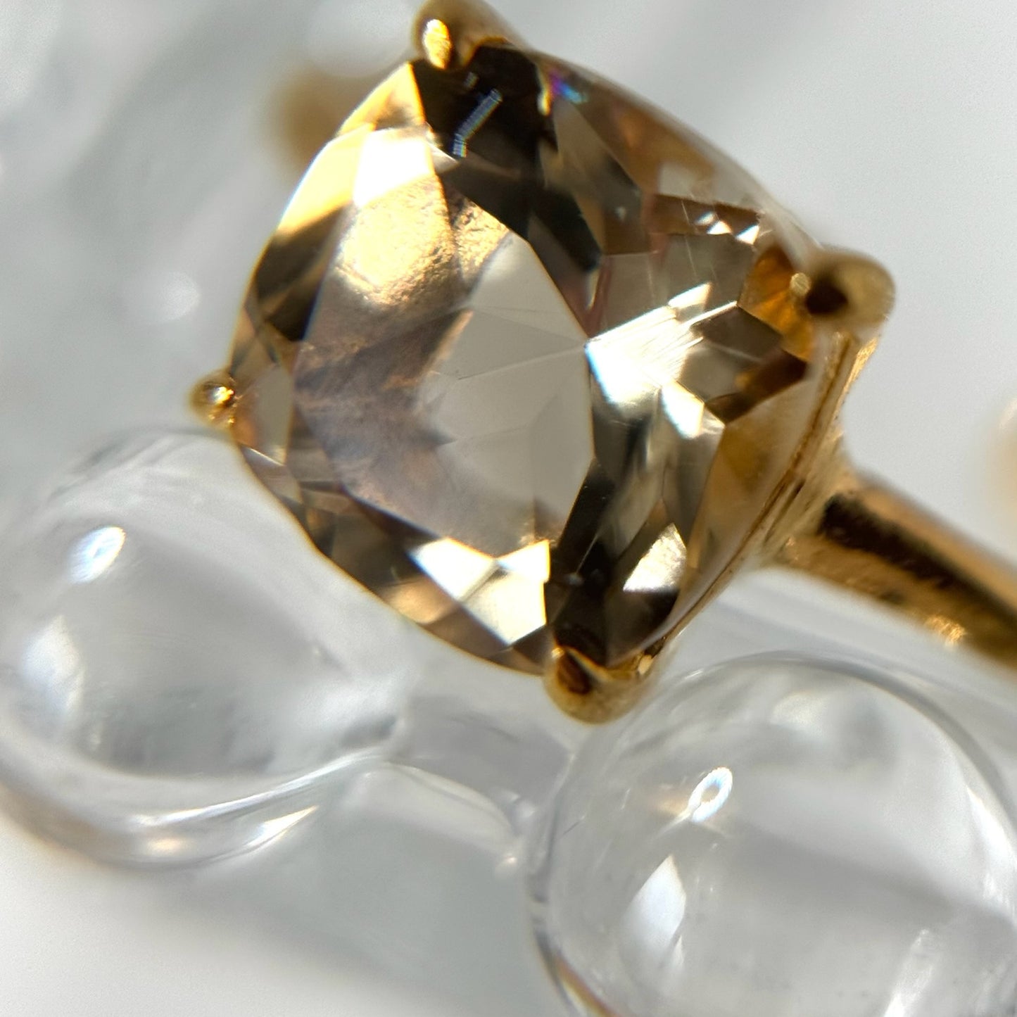 [ citorine ] square faceted cut gold