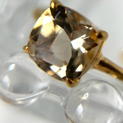 [ citorine ] square faceted cut gold
