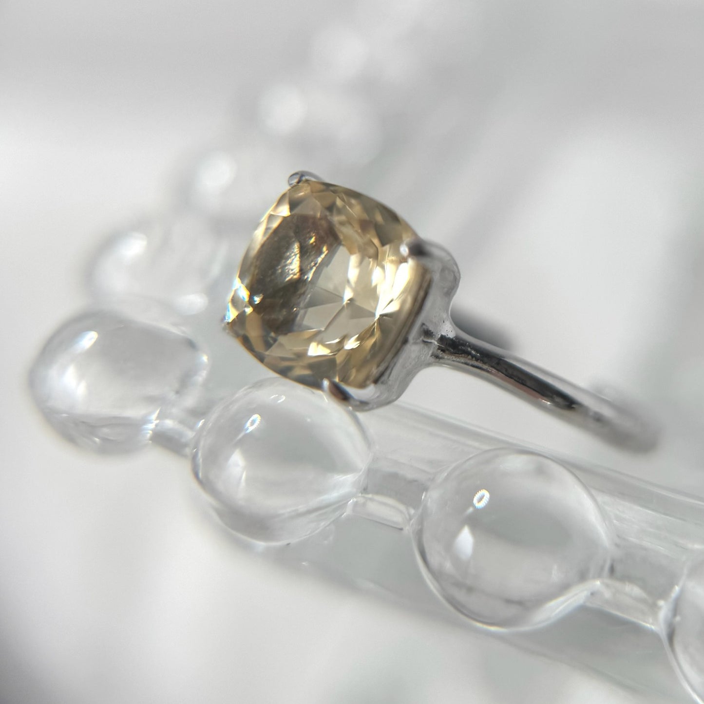 [ citorine ] square faceted cut silver