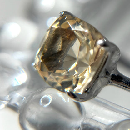 [ citorine ] square faceted cut silver