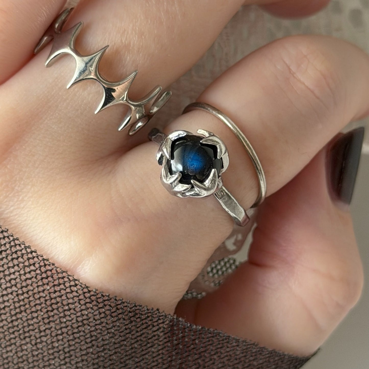 [ dark labradorite ] luce ring silver