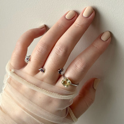 [ citorine ] square faceted cut silver
