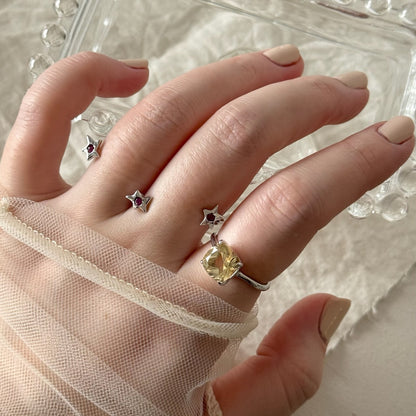 [ citorine ] square faceted cut silver