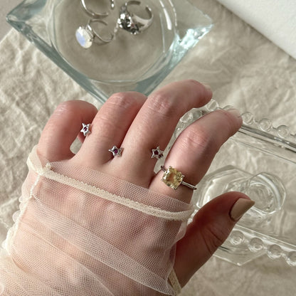 [ citorine ] square faceted cut silver
