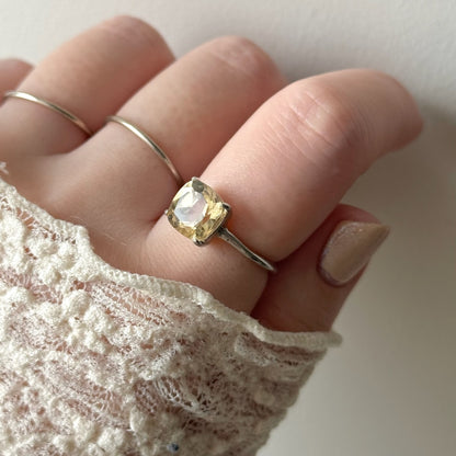 [ citorine ] square faceted cut silver