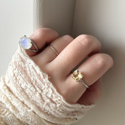 [ citorine ] square faceted cut silver