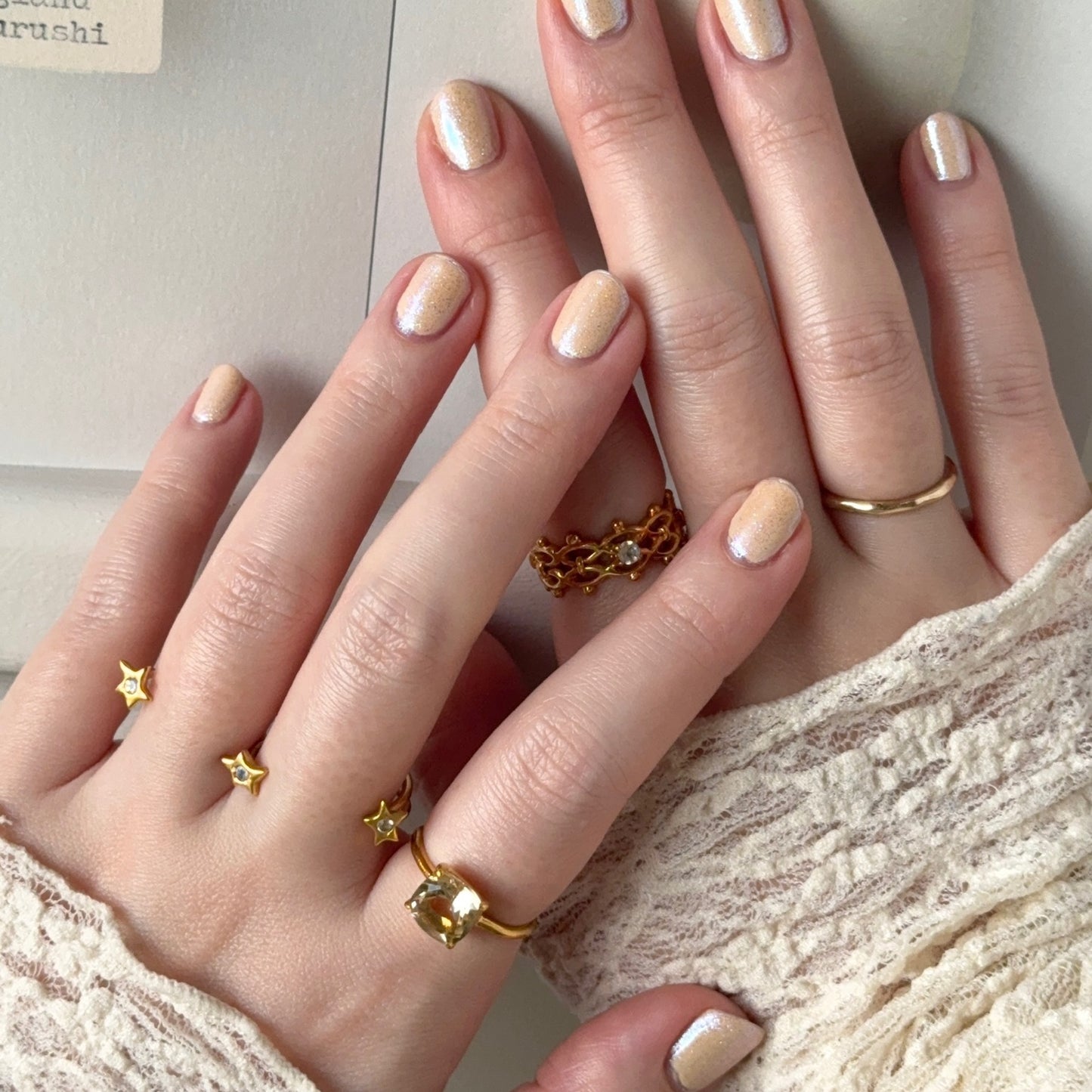 [ citorine ] square faceted cut gold