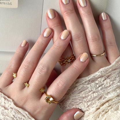 [ citorine ] square faceted cut gold