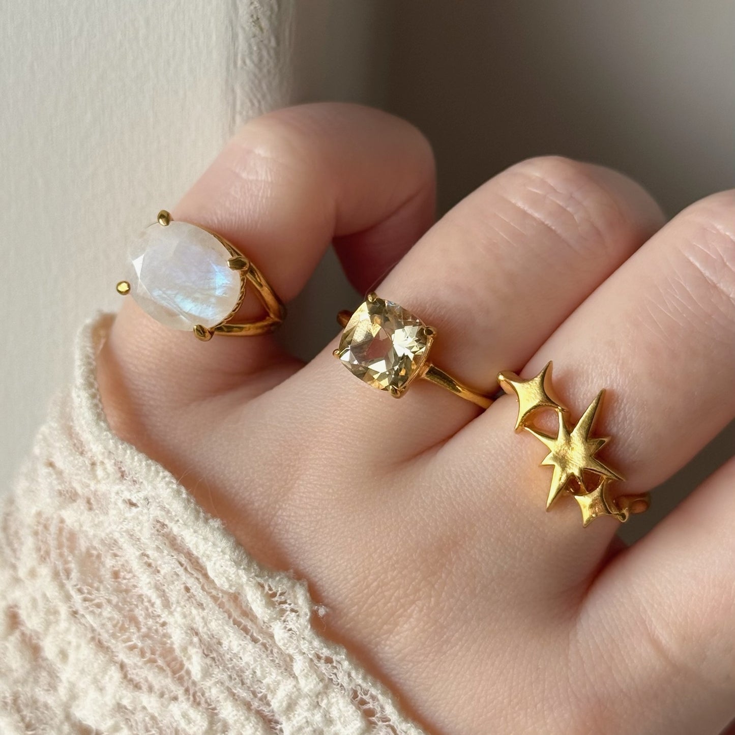 [ citorine ] square faceted cut gold