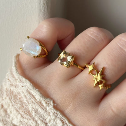 [ citorine ] square faceted cut gold