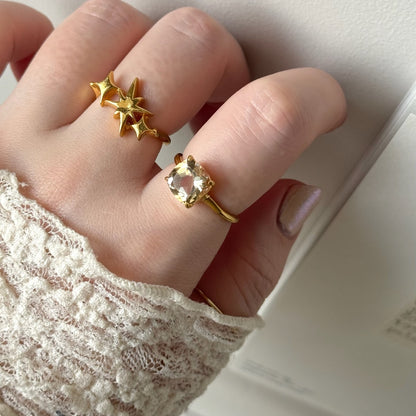 [ citorine ] square faceted cut gold