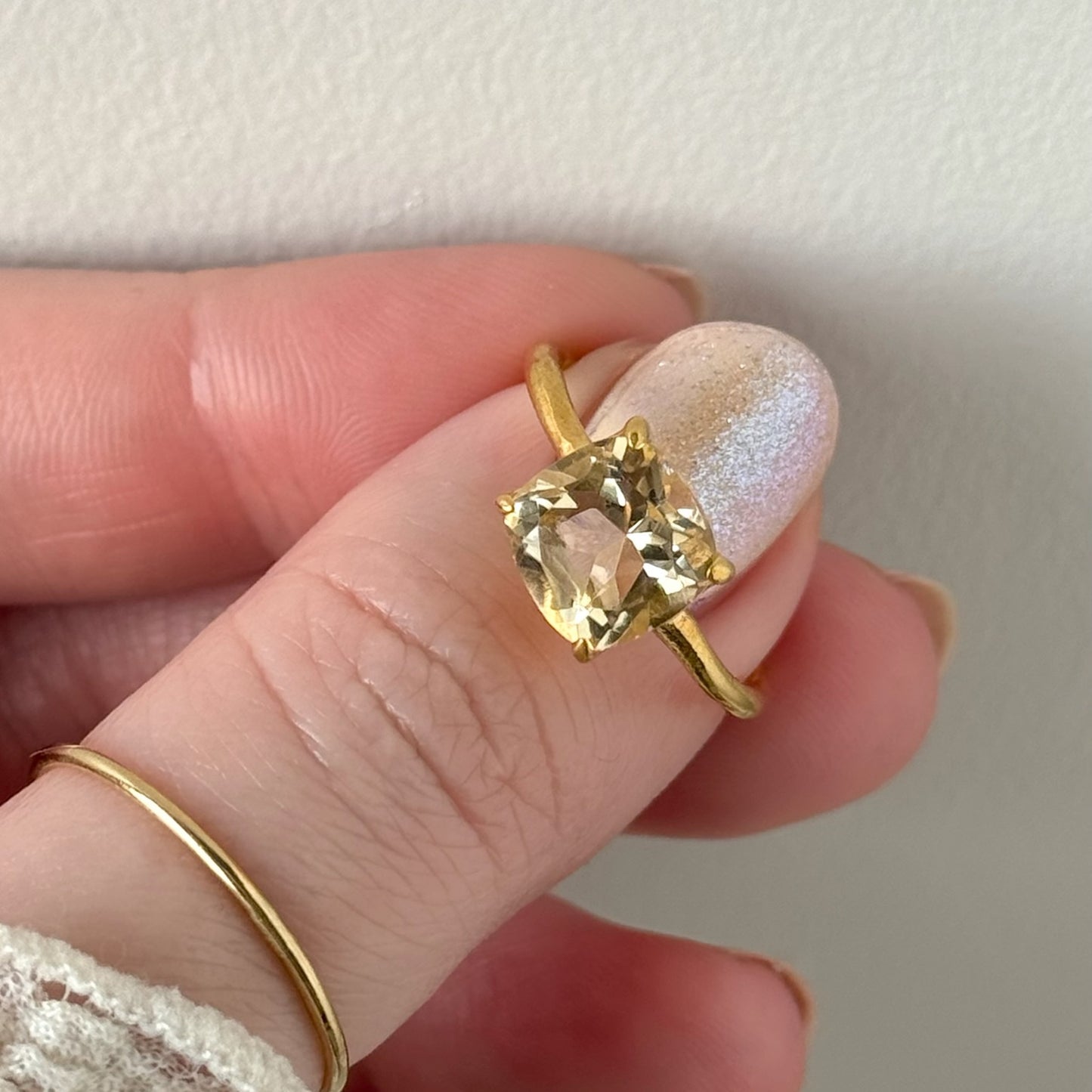 [ citorine ] square faceted cut gold