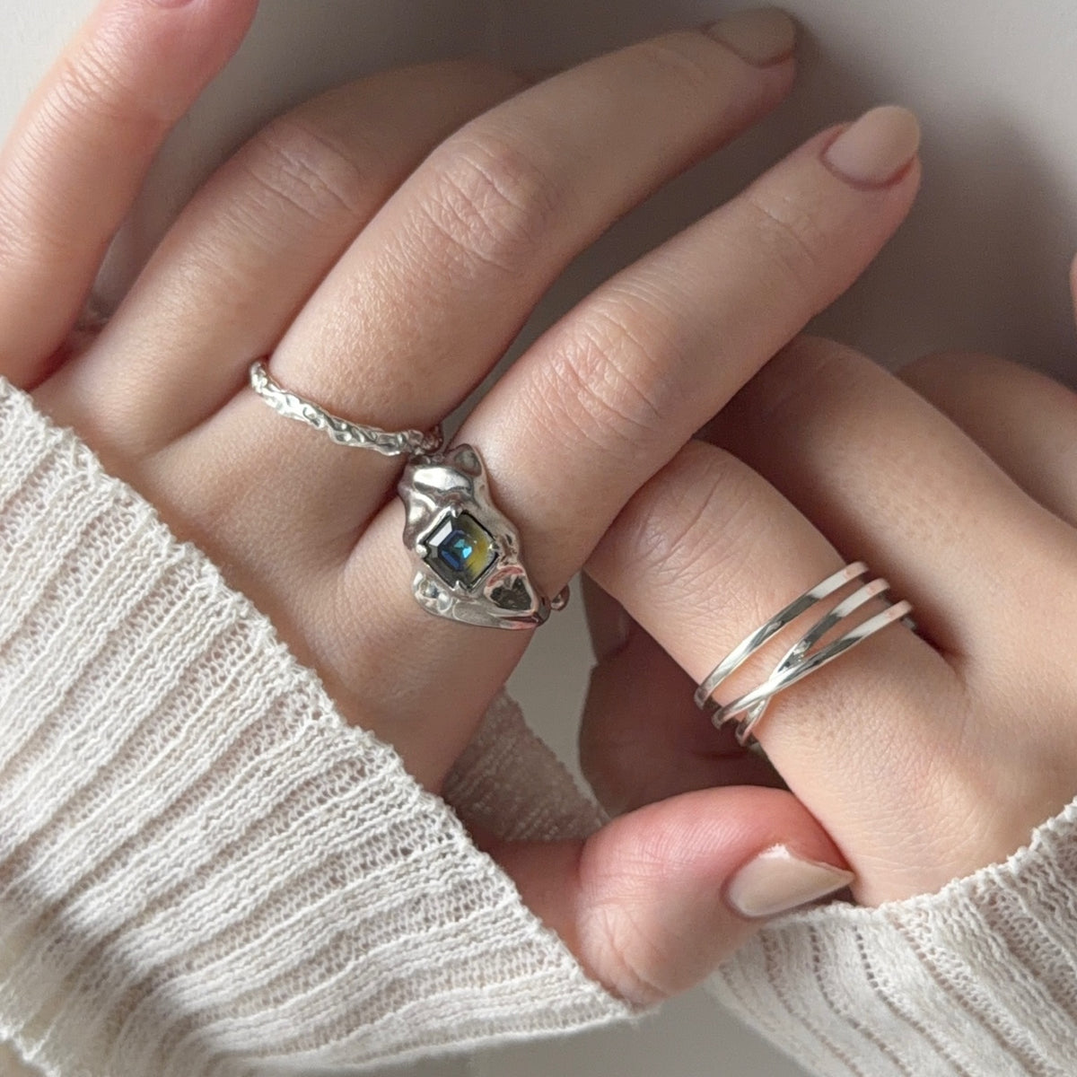 【 melt ring(army green delight)】3 rings set (02)