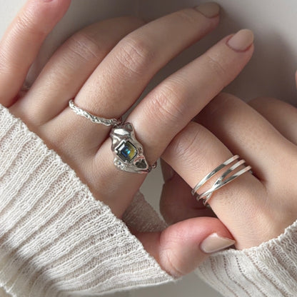 【 melt ring(army green delight)】3 rings set (02)