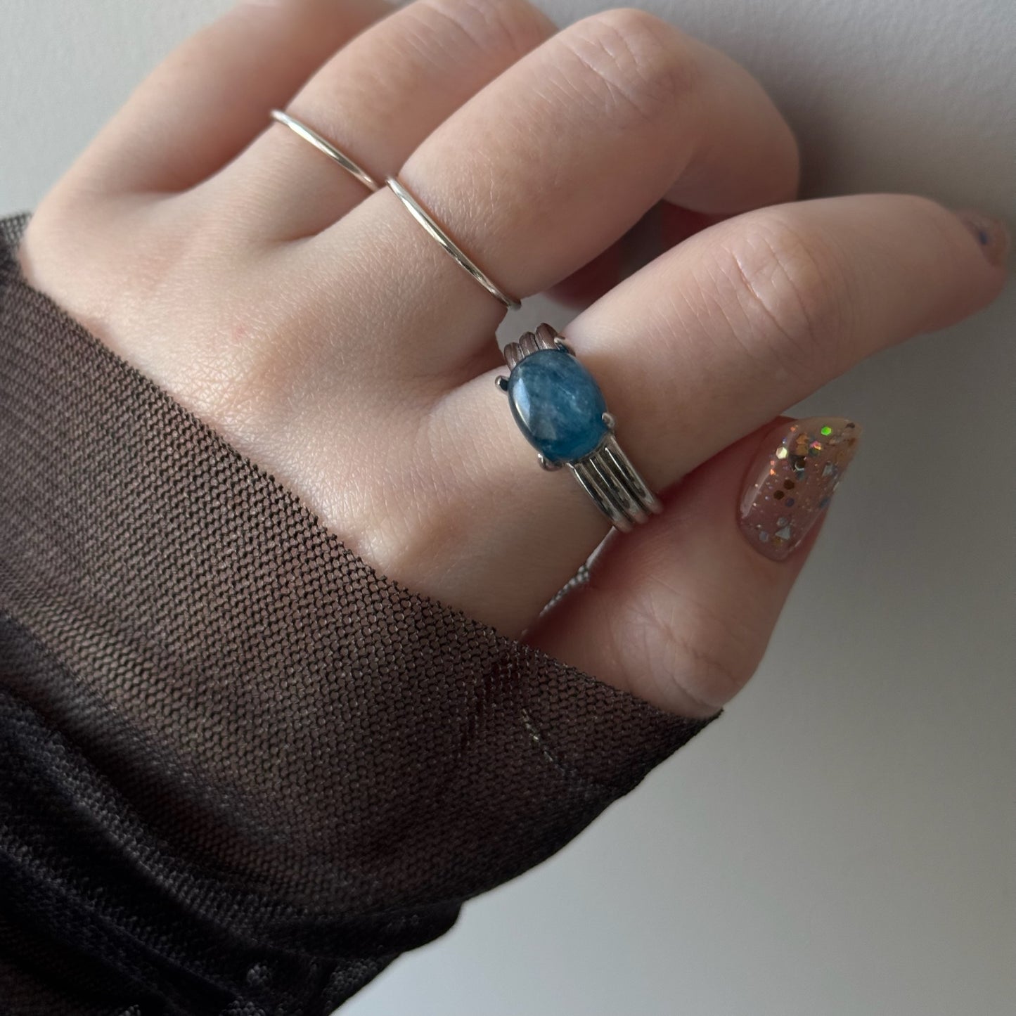 [ green  kyanite ] trois silver