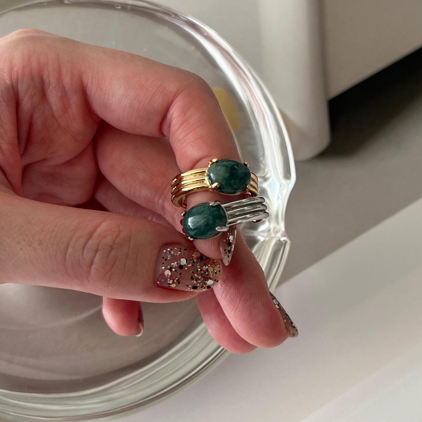 [ moss agate ] trois silver