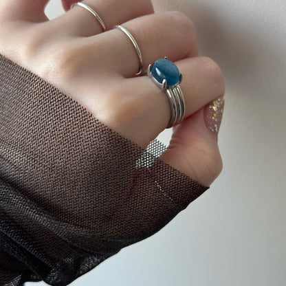 [ green  kyanite ] trois silver