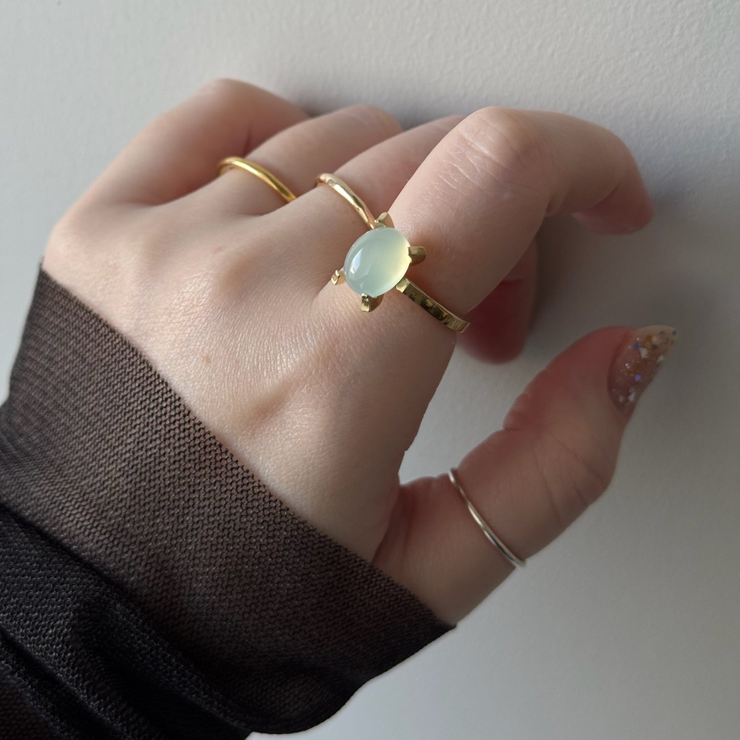 [ sea blue chalcedony ] classic gold [ free size ]