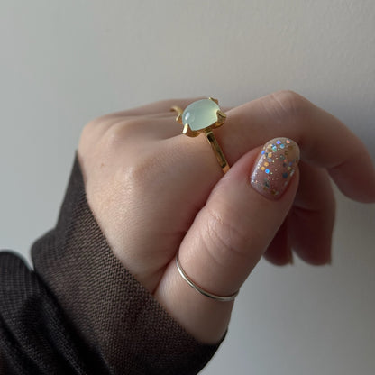 [ sea blue chalcedony ] classic gold [ free size ]