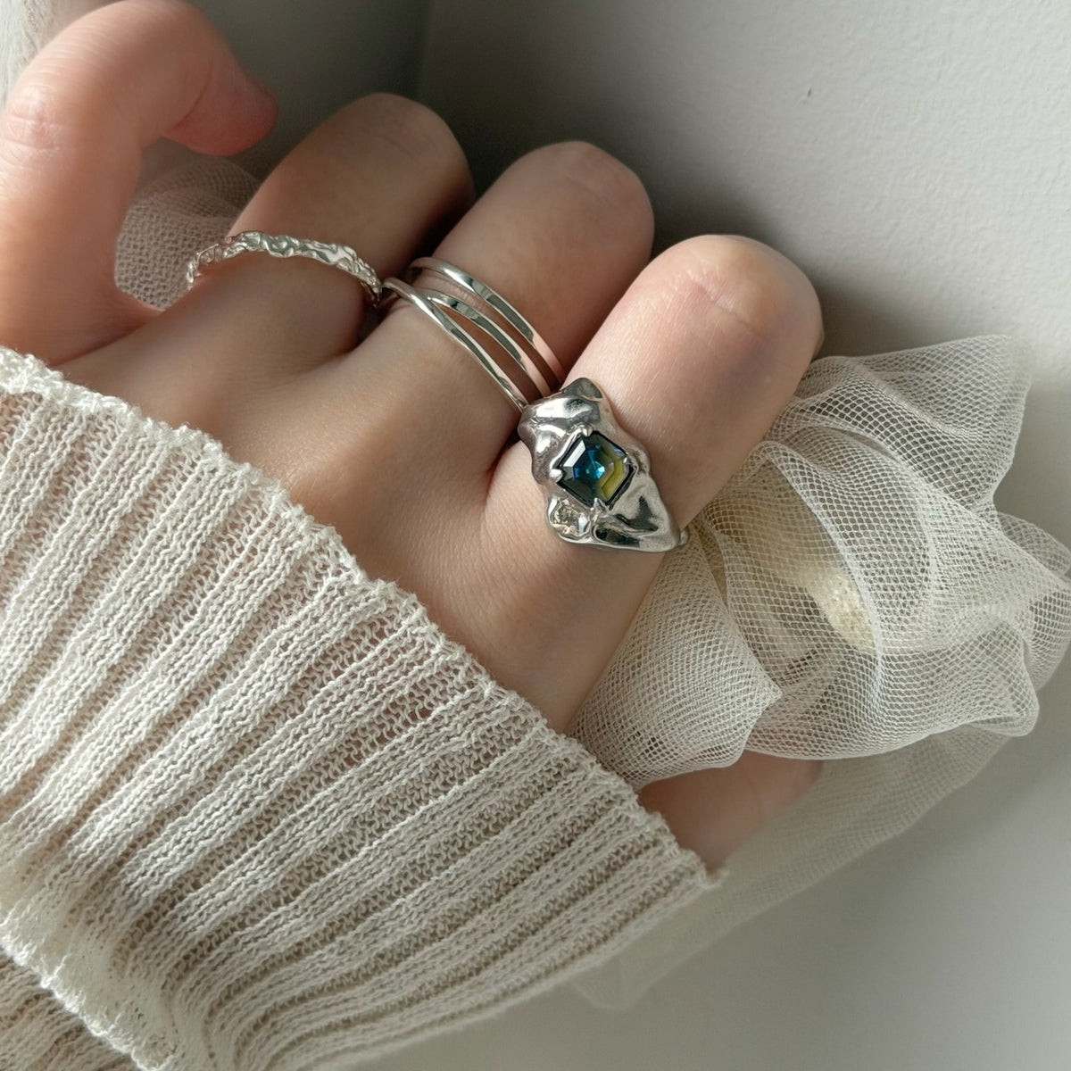 【 melt ring(army green delight)】3 rings set (02)