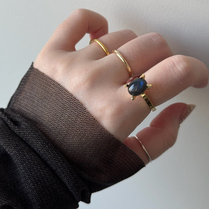 [ black labradorite ] classic gold [ free size ]