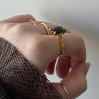 [ black labradorite ] classic gold [ free size ]
