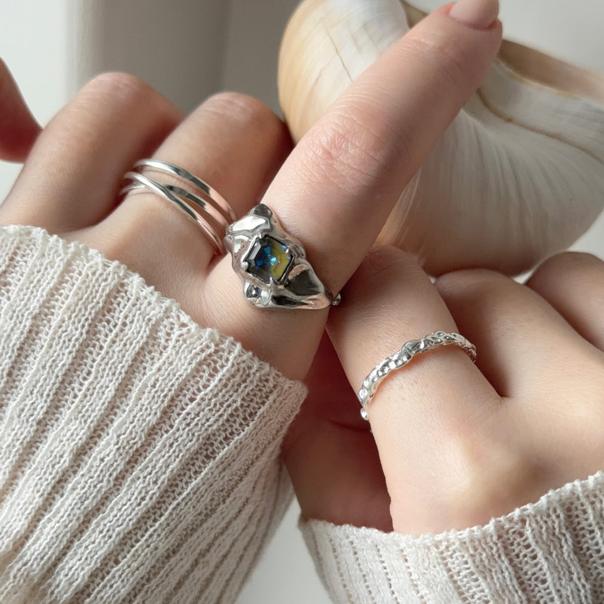 【 melt ring(army green delight)】3 rings set (02)