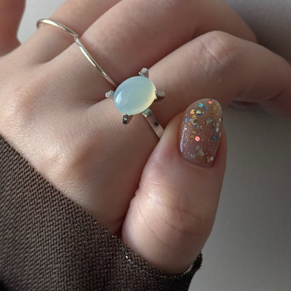 [ sea blue chalcedony ] classic silver [ free size ]