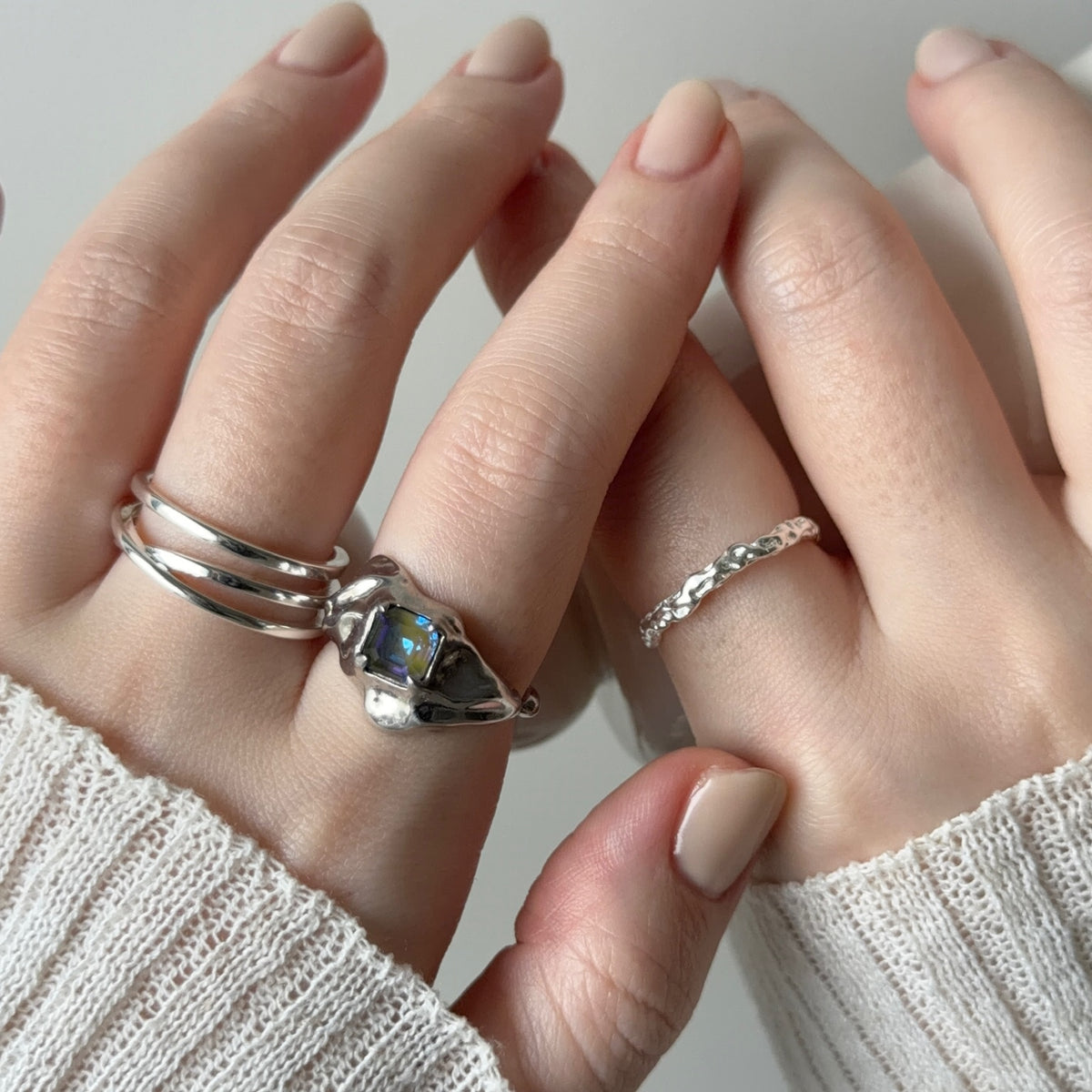【 melt ring(army green delight)】3 rings set (02)