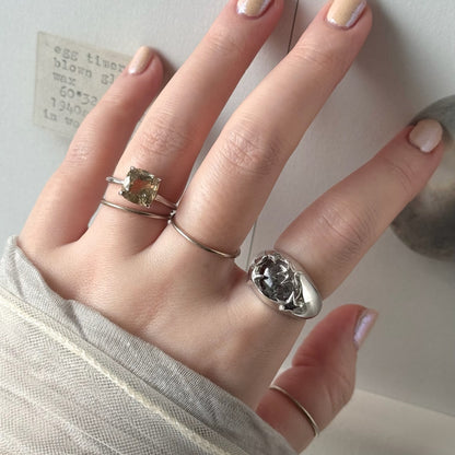 [ citorine ] square faceted cut silver