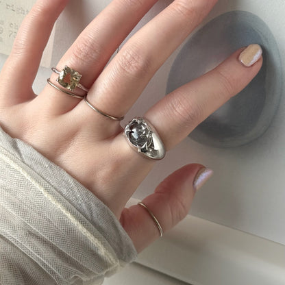 [ citorine ] square faceted cut silver