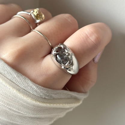 [ citorine ] square faceted cut silver