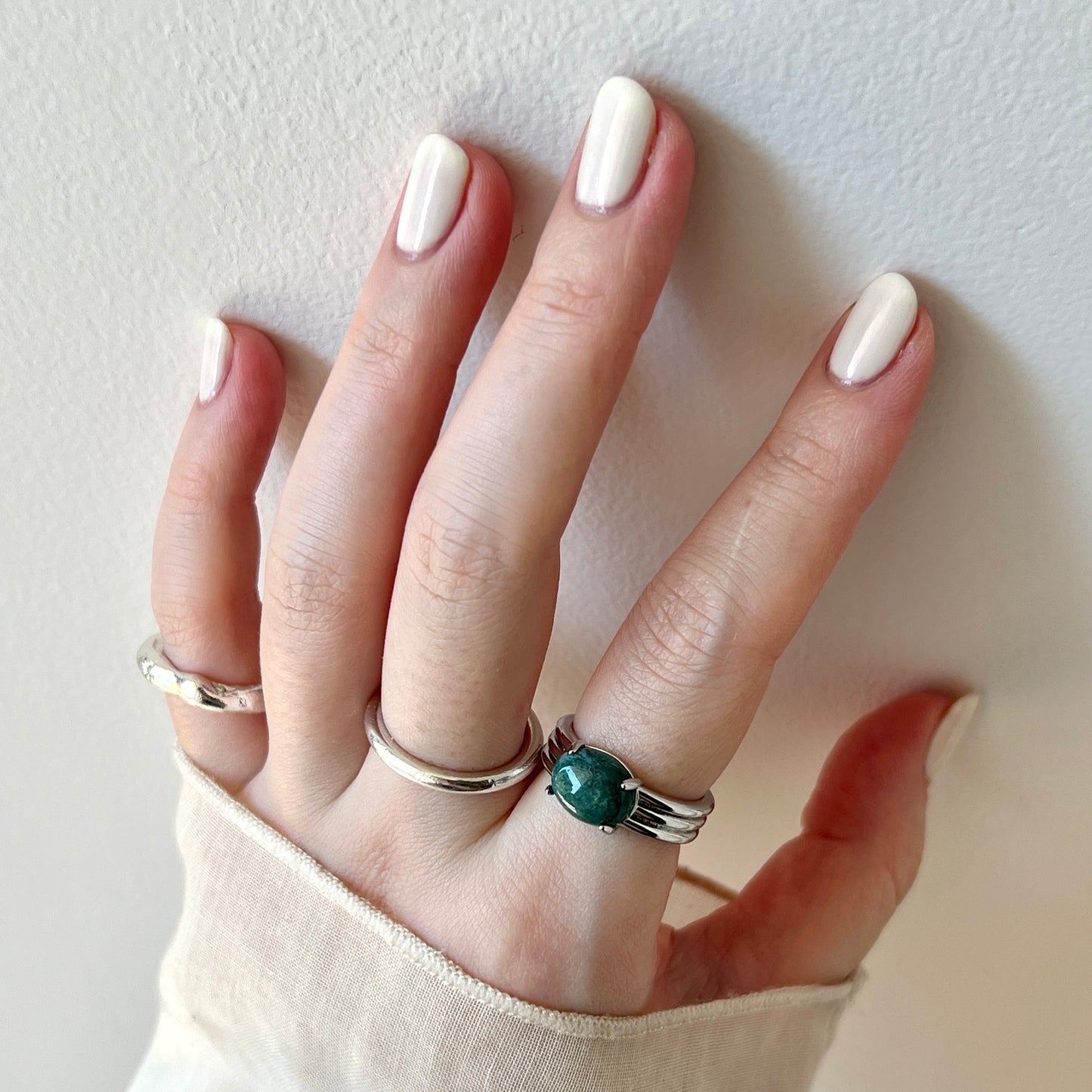 [ moss agate ] trois silver
