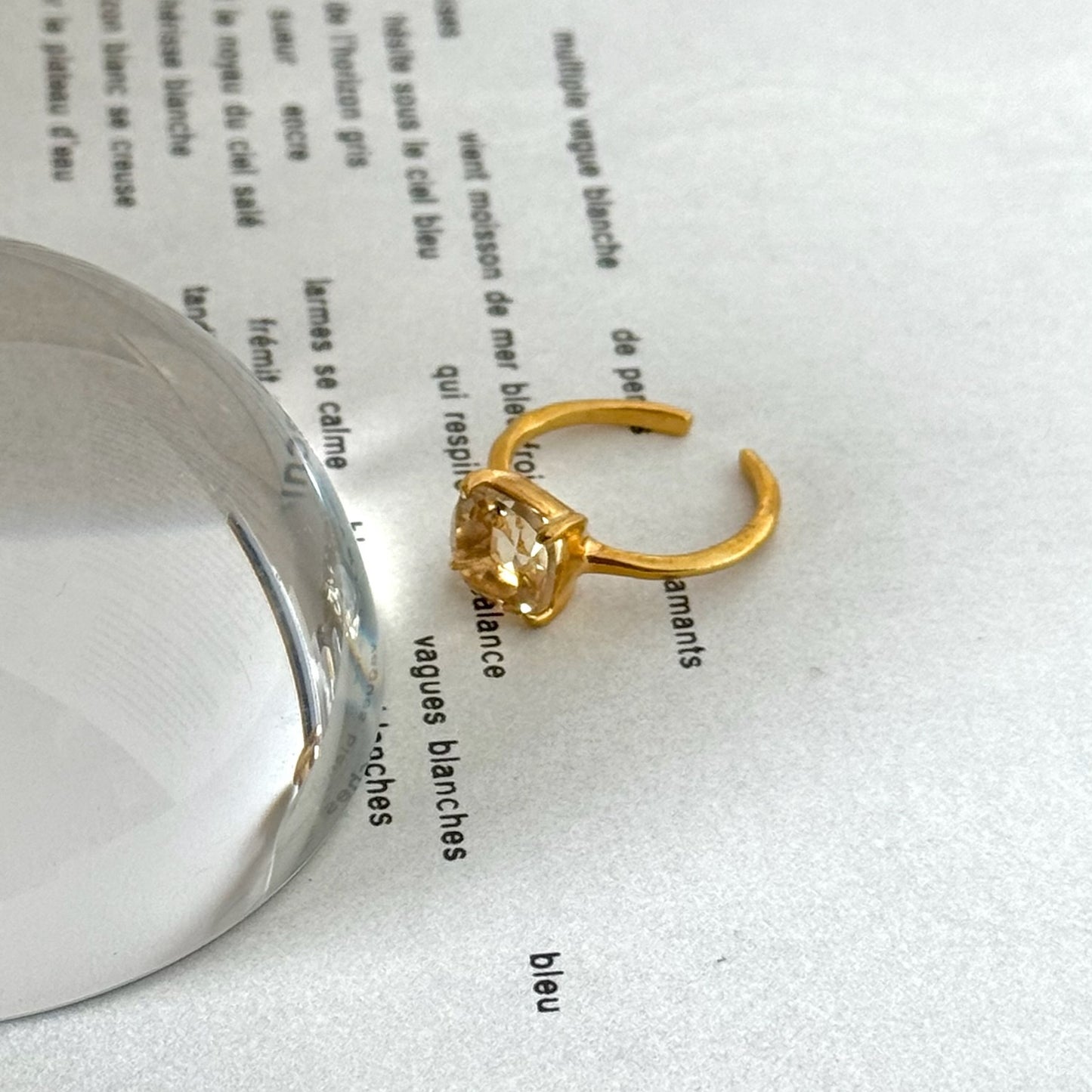 [ citorine ] square faceted cut gold
