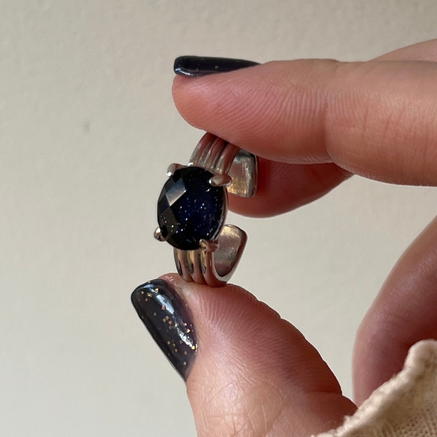 [ blue gold stone & crystal (multi-faceted) ] trois silver
