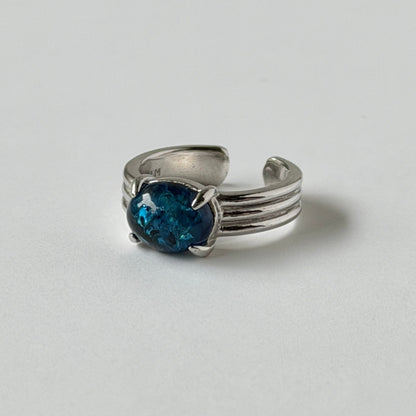 [ cracked blue amber ] trois silver