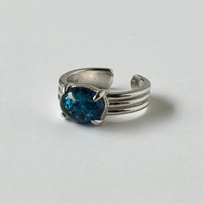 [ cracked blue amber ] trois silver