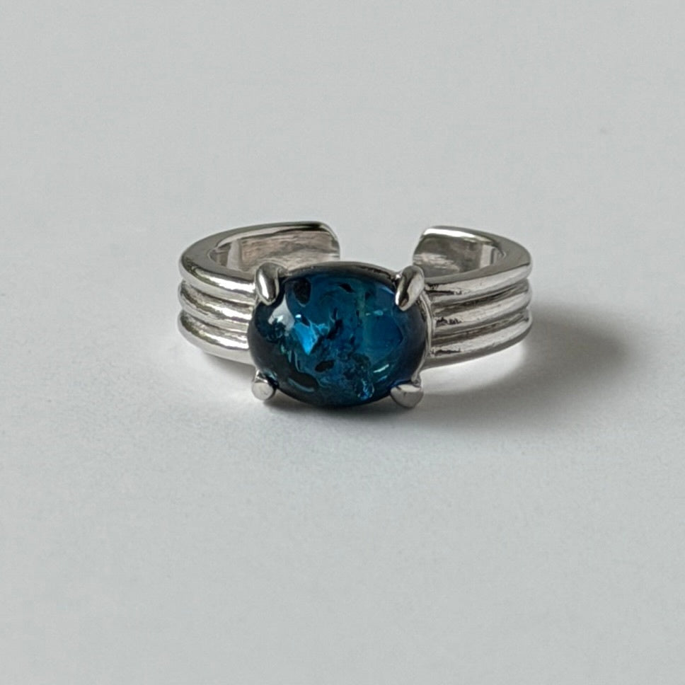 [ cracked blue amber ] trois silver