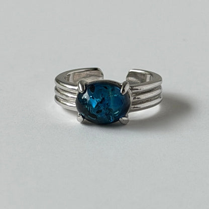 [ cracked blue amber ] trois silver