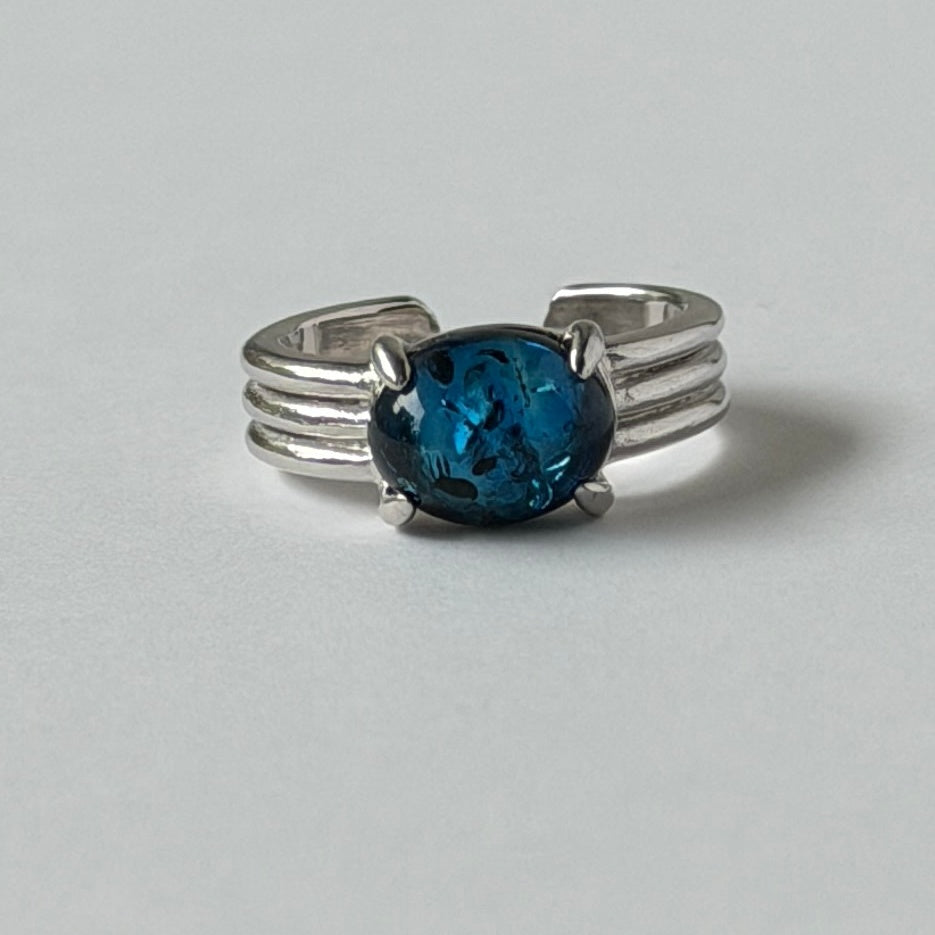 [ cracked blue amber ] trois silver