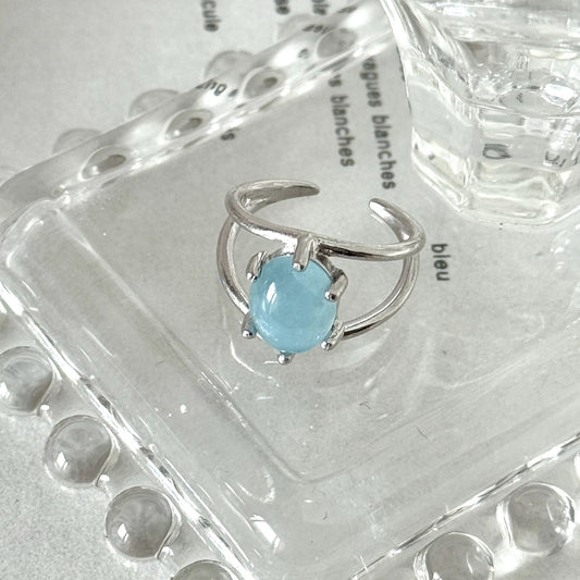 [ aqua marine ] double silver [ free size ]