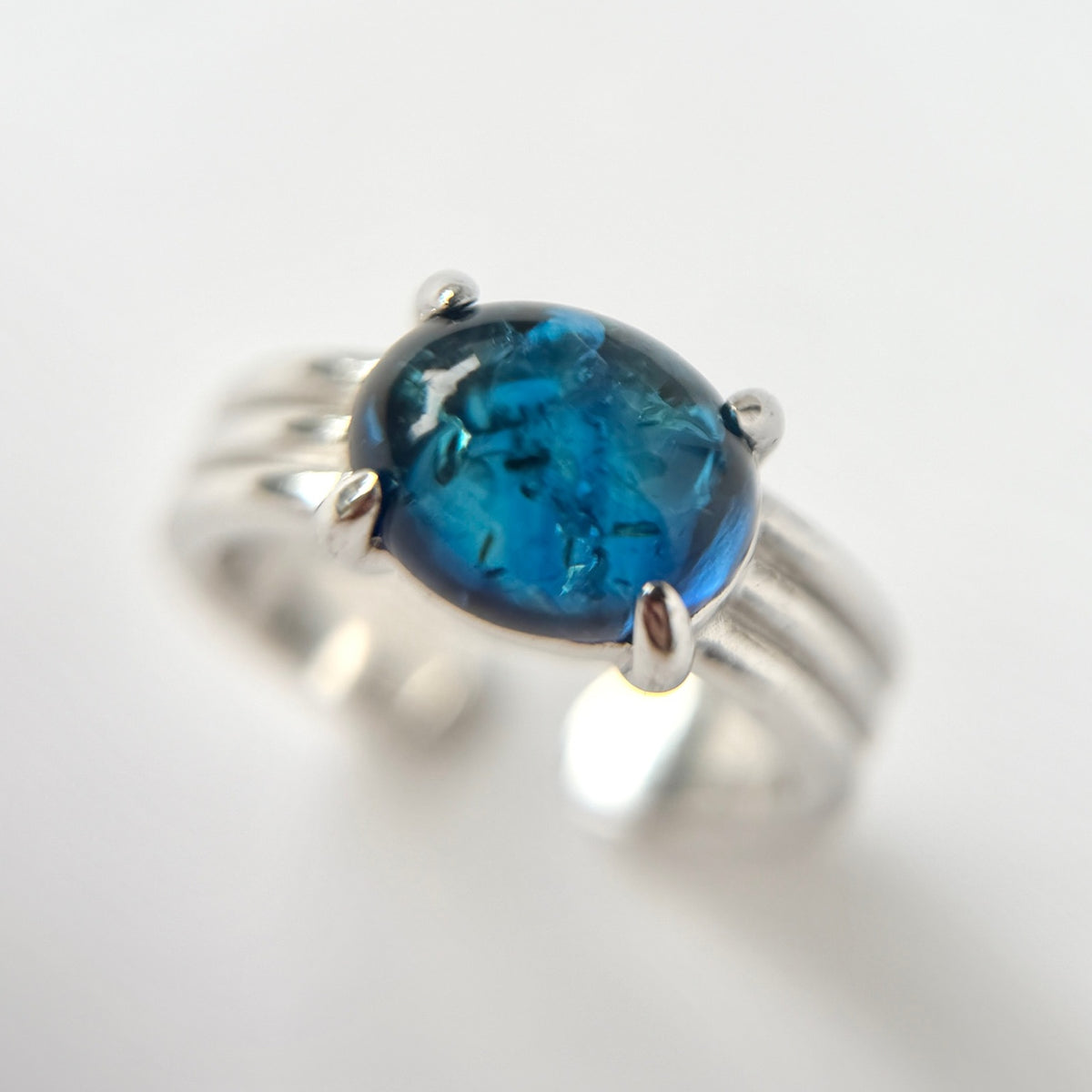 [ cracked blue amber ] trois silver