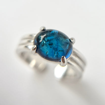 [ cracked blue amber ] trois silver