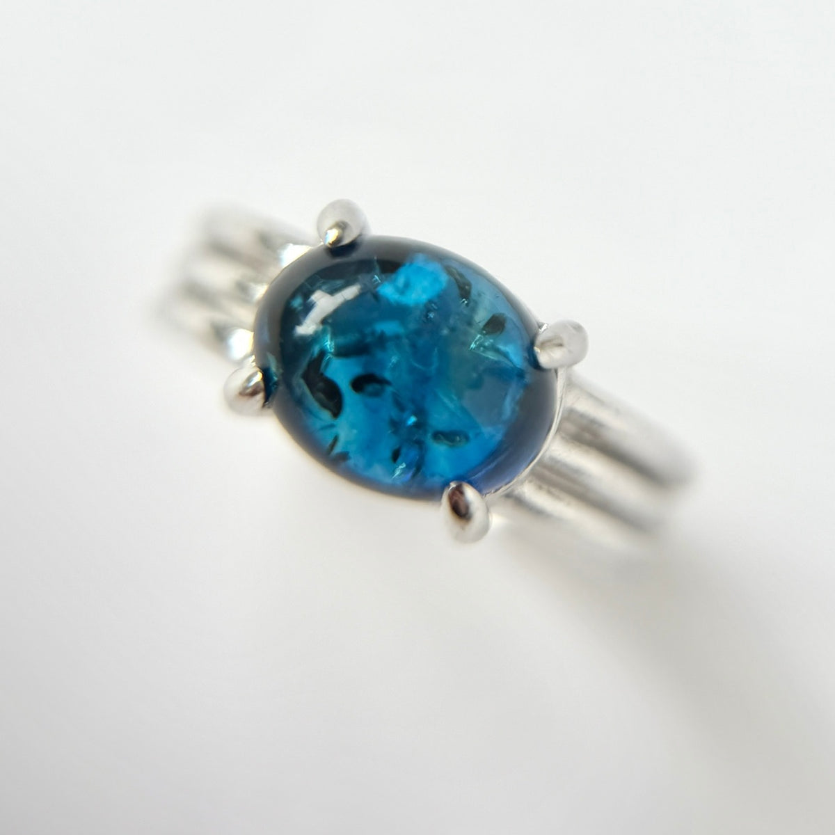 [ cracked blue amber ] trois silver