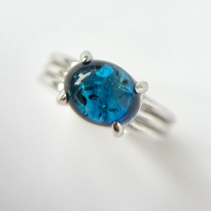 [ cracked blue amber ] trois silver
