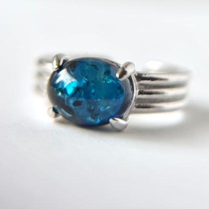 [ cracked blue amber ] trois silver